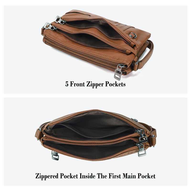 MINICAT Multiple Pockets Small Crossbody Purse Cell Phone Purse Shoulder Bags for Women Cross Body Bag for Woman(Brown Small) - Image 3